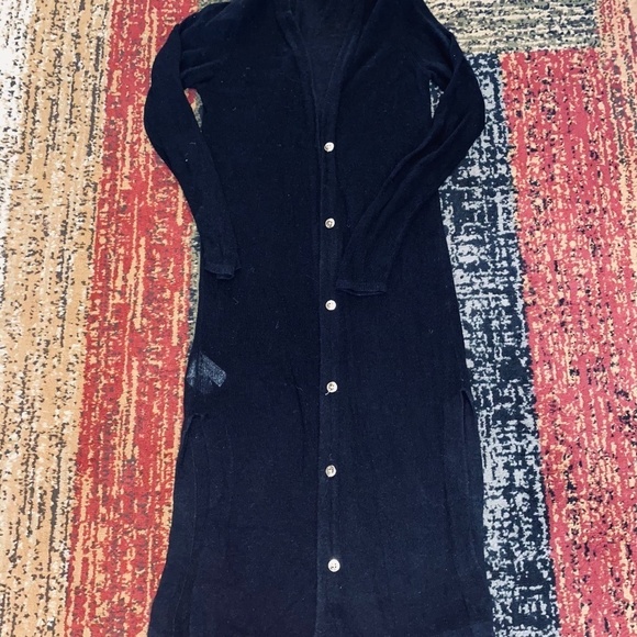Loft size small long black cardigan with gold buttons - Picture 2 of 9